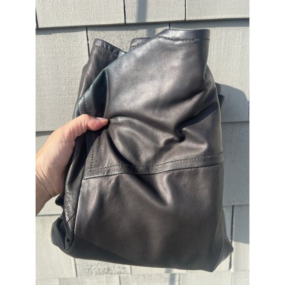 Classiques Entier Nordstrom black supple leather swing coat preppy business L - Picture 2 of 10